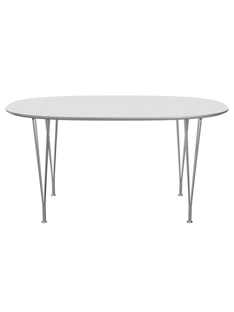 Piet Hein B612 Superellipse spisebord, 150 x 100 cm fra Fritz Hansen - Hvid laminat m. alukant - Jacobsen Plus