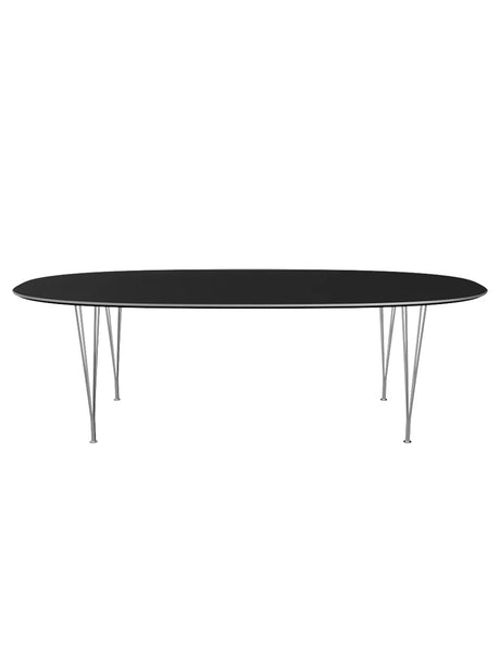 Piet Hein B614 Superellipse spisebord, 240 x 120 cm fra Fritz Hansen - Sort laminat m. alukant - Jacobsen Plus