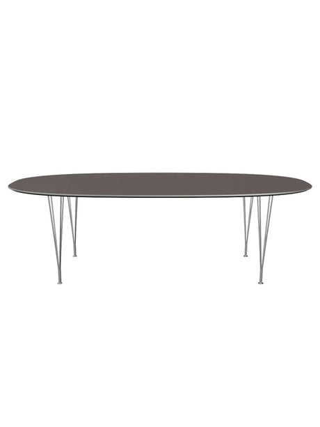 Piet Hein B614 Superellipse spisebord, 240 x 120 cm fra Fritz Hansen - Grå laminat m. alukant - Jacobsen Plus