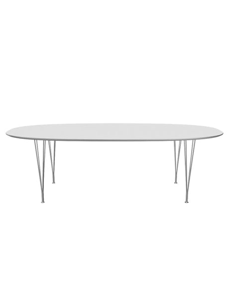 Piet Hein B614 Superellipse spisebord, 240 x 120 cm fra Fritz Hansen - Hvid laminat m. alukant - Jacobsen Plus