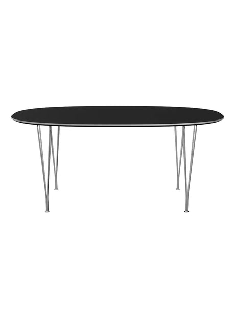Piet Hein B616 Superellipse spisebord, 170 x 100 cm fra Fritz Hansen - Sort laminat m. alukant - Jacobsen Plus