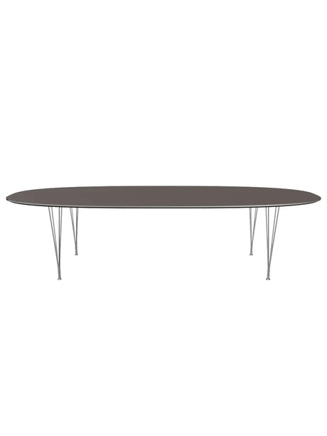 Piet Hein B617 Superellipse spisebord, 300 x 130 cm fra Fritz Hansen - Grå laminat m. alukant - Jacobsen Plus