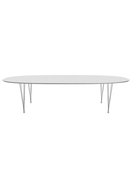 Piet Hein B617 Superellipse spisebord, 300 x 130 cm fra Fritz Hansen - Hvid laminat m. alukant - Jacobsen Plus
