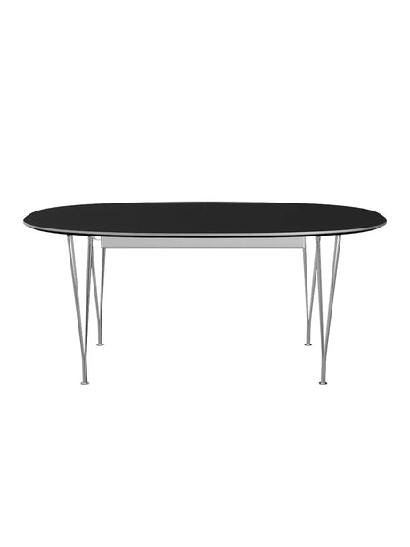 Piet Hein B620 Superellipse udtræksbord, 170/270 x 100 cm fra Fritz Hansen - Sort laminat m. alukant - Jacobsen Plus