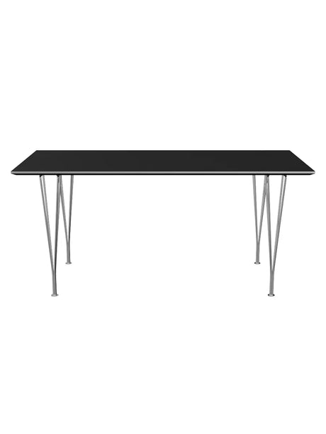 Piet Hein B638 spisebord, 160 x 80 cm fra Fritz Hansen - Sort laminat m. alukant - Jacobsen Plus