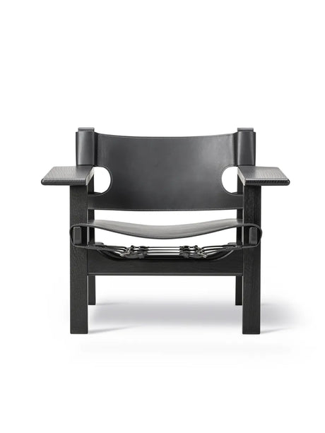 Den Spanske Stol i sort læder, eg sort lak af Børge Mogensen - 1 - Jacobsen Plus