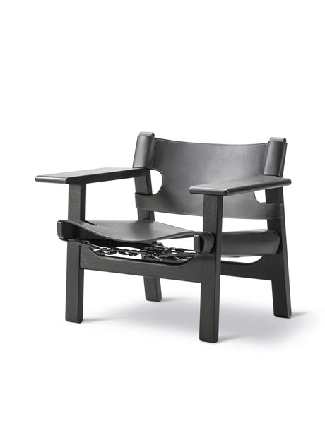 Den Spanske Stol i sort læder, eg sort lak af Børge Mogensen - 2 - Jacobsen Plus