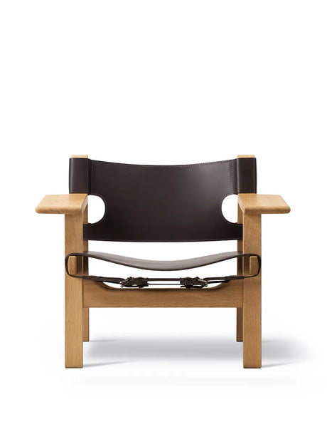 Den Spanske Stol i mørkebrun læder, eg olie af Børge Mogensen - 1 - Jacobsen Plus