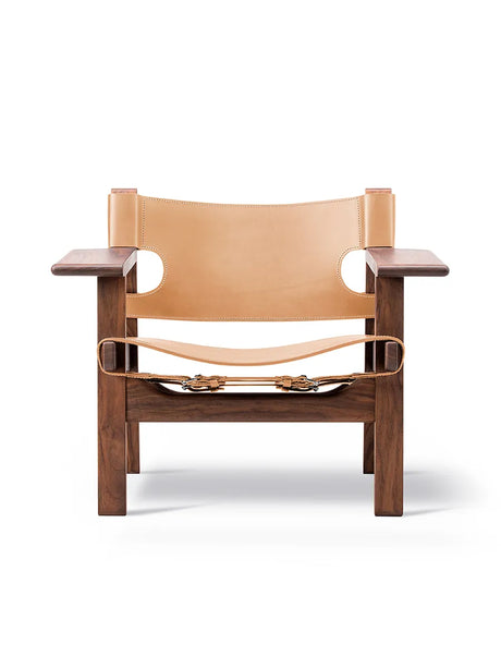 Den Spanske Stol i naturfarvet læder, valnød olie af Børge Mogensen - 1 - Jacobsen Plus