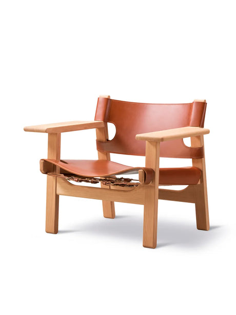 Den Spanske Stol i cognac læder, eg lys olie af Børge Mogensen - 2 - Jacobsen Plus