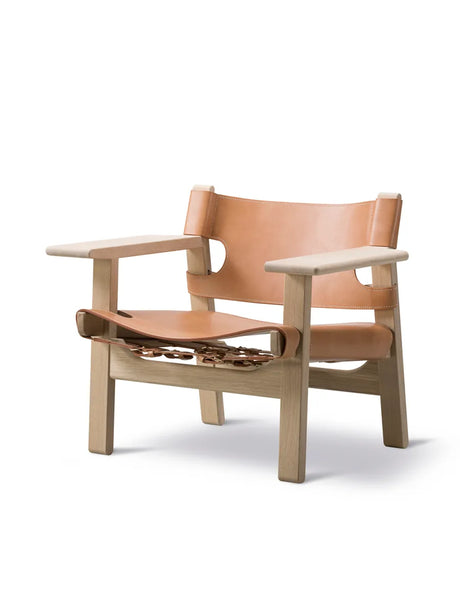 Den Spanske Stol i naturfarvet læder, eg sæbe af Børge Mogensen - 2 - Jacobsen Plus