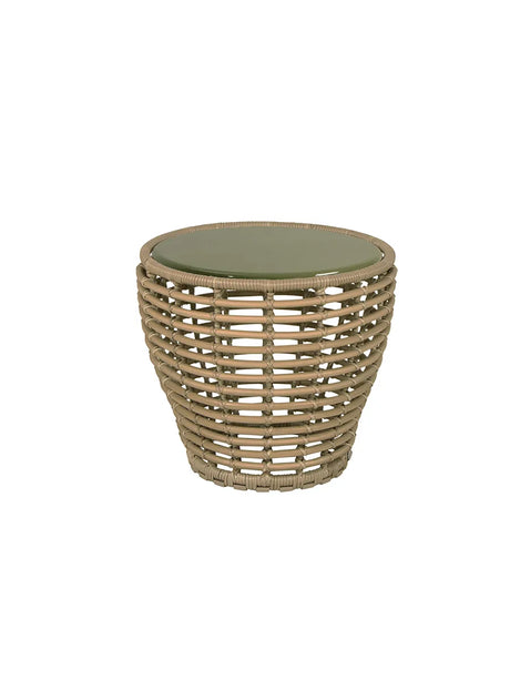 Basket Sofabord fra Cane-line - Lille - H45 x Ø50 cm / Natural-Glazed lava green - Jacobsen Plus