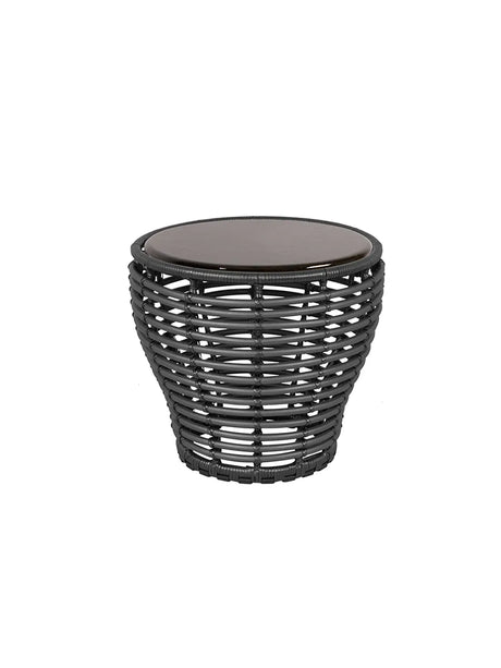 Basket Sofabord fra Cane-line - Lille - H45 x Ø50 cm / Graphite-Glazed lava black - Jacobsen Plus