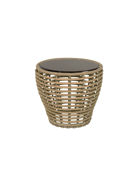 Basket Sofabord fra Cane-line - Lille - H45 x Ø50 cm / Natural-Glazed lava black - Jacobsen Plus