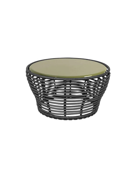 Basket Sofabord fra Cane-line - Medium - H40 x Ø75 cm / Graphite-Glazed lava green - Jacobsen Plus