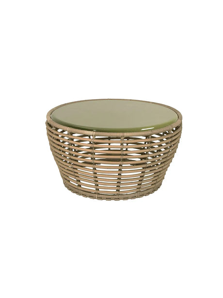 Basket Sofabord fra Cane-line - Medium - H40 x Ø75 cm / Natural-Glazed lava green - Jacobsen Plus