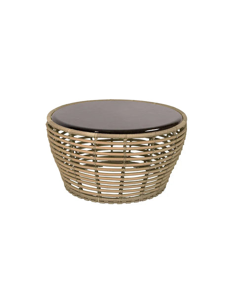 Basket Sofabord fra Cane-line - Medium - H40 x Ø75 cm / Natural-Glazed lava black - Jacobsen Plus