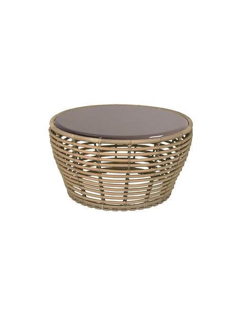 Basket Sofabord fra Cane-line - Medium - H40 x Ø75 cm / Natural-Glazed lava taupe - Jacobsen Plus