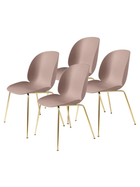 Beetle Chair, conic base 4 stk. fra GUBI - Sweet Pink / Brass Semi Matt base - Jacobsen Plus