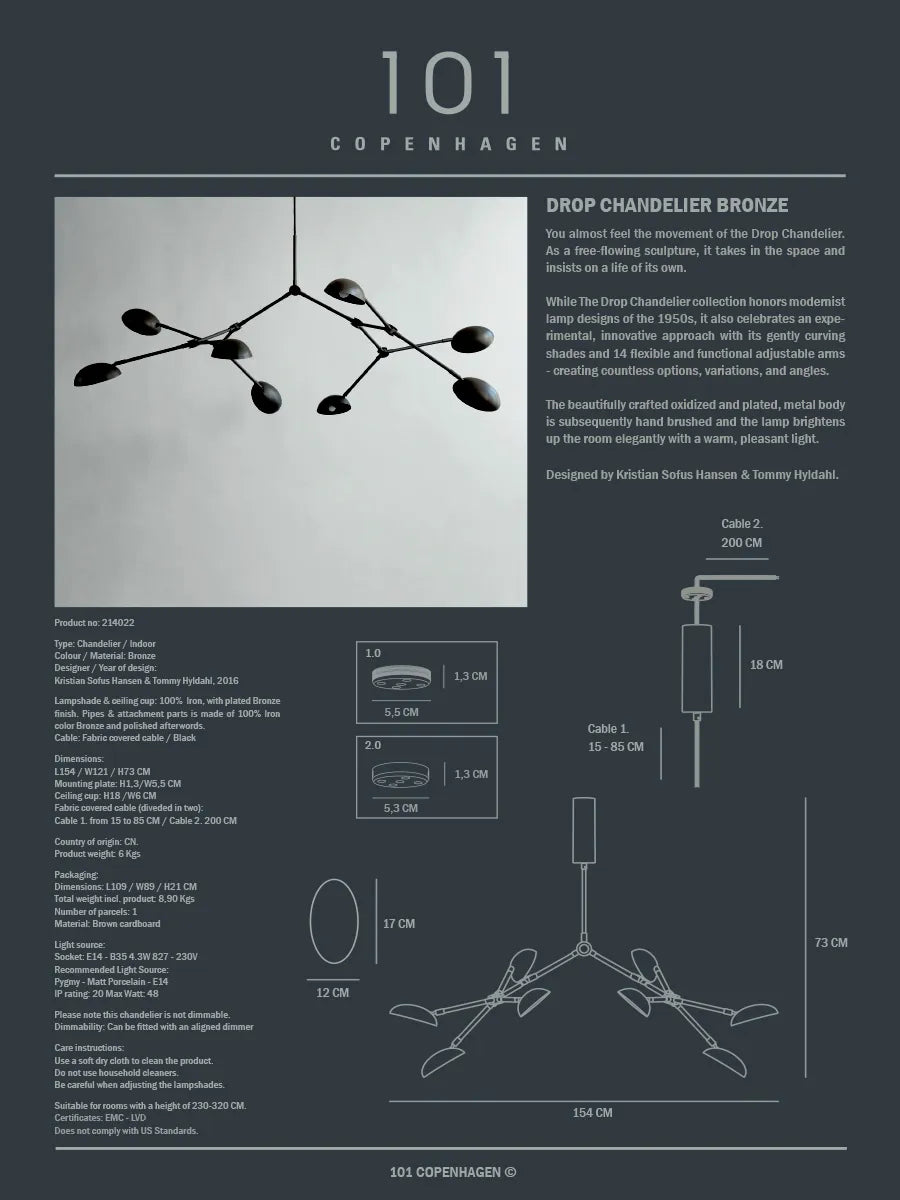 Drop Chandelier, bronze fra 101 Copenhagen - 4 - Jacobsen Plus
