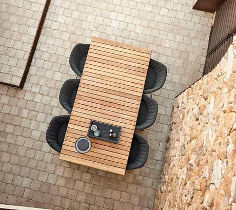 Drop Spisebord m/120 cm udtræk, teak/lava grey fra Cane-line - 2 - Jacobsen Plus