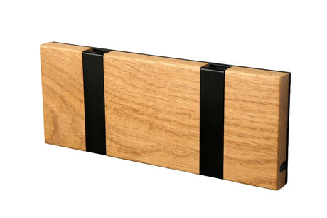 KNAX knagerække med to knager fra LoCa - Eg lak / Sorte knager - Jacobsen Plus