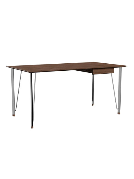 FH3605™ Skrivebord m. Skuffe af Arne Jacobsen - Valnød - krom stel - Jacobsen Plus