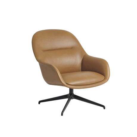 Fiber Lounge Armchair, Refine cognac læder, anthracite swivel base fra Muuto - 1 - Jacobsen Plus