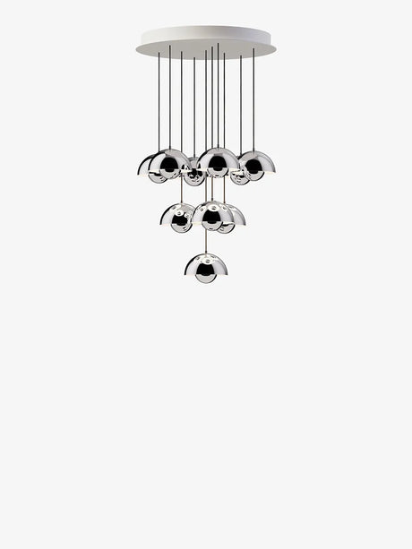Flowerpot Chandelier VP10, 10 pendants fra &Tradition - Chrome-Plated - Jacobsen Plus