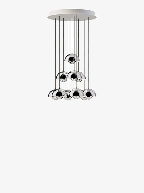 Flowerpot Chandelier VP10, 10 pendants reversed fra &Tradition - Chrome-Plated - Jacobsen Plus