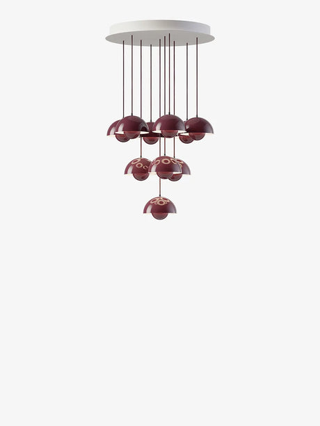 Flowerpot Chandelier VP10, 10 pendants fra &Tradition - Dark Plum - Jacobsen Plus