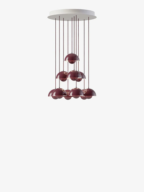 Flowerpot Chandelier VP10, 10 pendants reversed fra &Tradition - Dark Plum - Jacobsen Plus