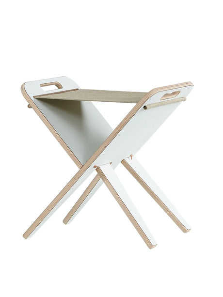 Klaburet m. Sæde i Hør fra Piet Hein - Hvid laminat - Jacobsen Plus