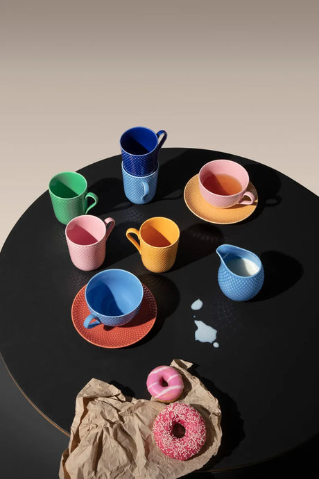 Rhombe Tekop m. underkop blå/terracotta fra Lyngby Porcelæn - 2 - Jacobsen Plus