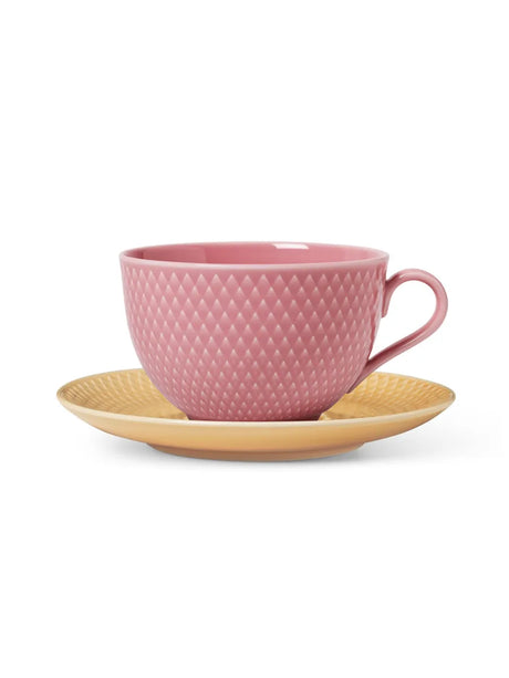 Rhombe Tekop m. underkop rosa/sand fra Lyngby Porcelæn - 1 - Jacobsen Plus