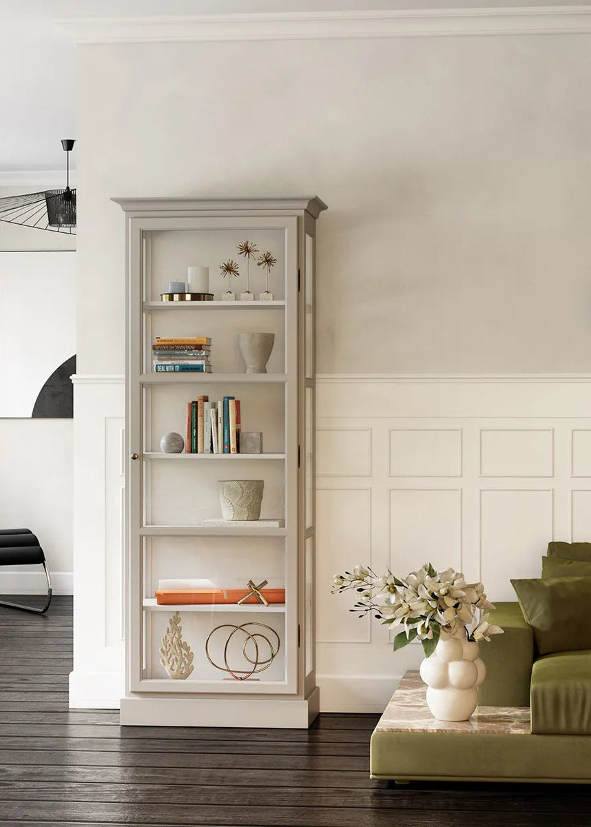 Vitrineskab Classic V1, lys grå fra Lindebjerg Design - 2 - Jacobsen Plus