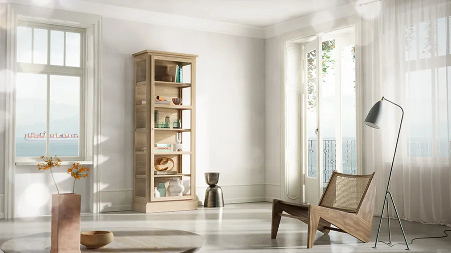 Vitrineskab N1, light oak fra Lindebjerg Design