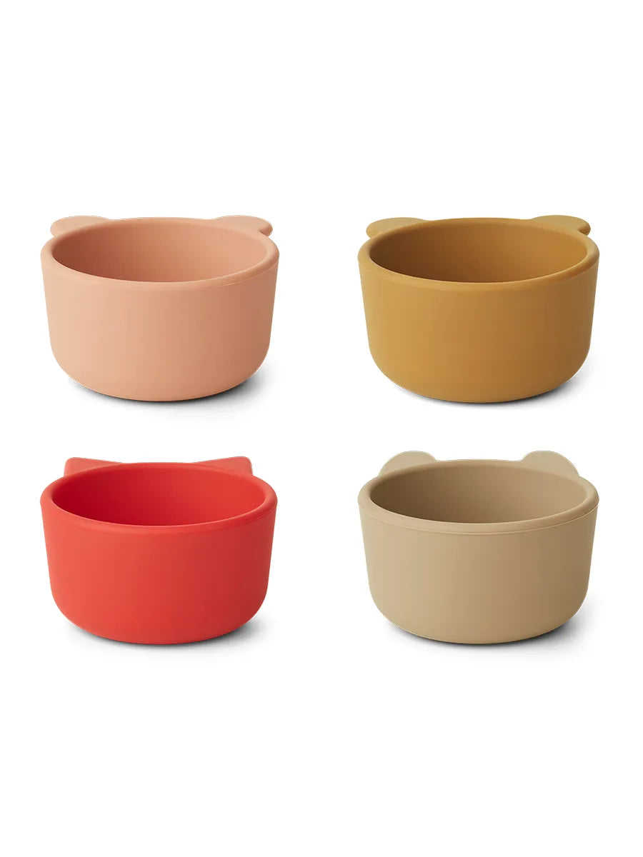 Malene silikoneskåle 4-pak, apple red/tuscany rose multi mix fra Liewood - 2 - Jacobsen Plus