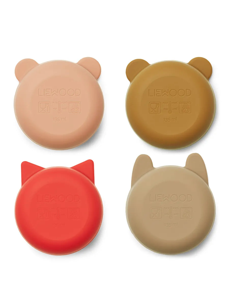 Malene silikoneskåle 4-pak, apple red/tuscany rose multi mix fra Liewood - 3 - Jacobsen Plus