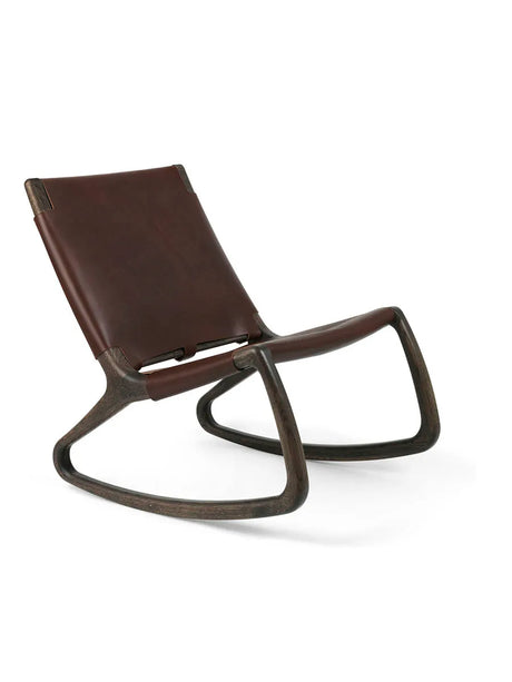 Rocker gyngestol, grå eg med mustang farvet læder fra Mater - 1 - Jacobsen Plus