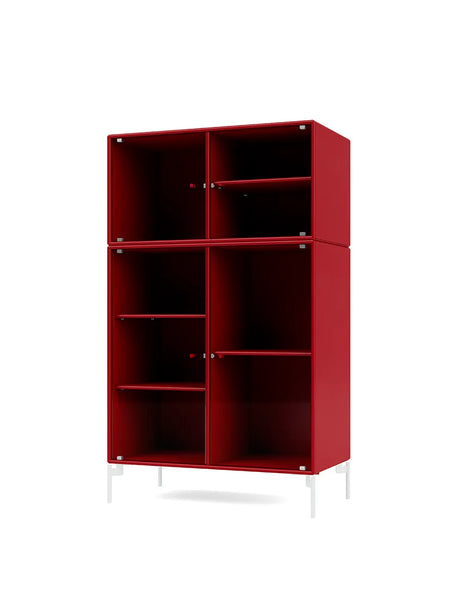 Ripple III Vitrineskab, inkl. ben fra Montana - Beetroot / Snow - Jacobsen Plus