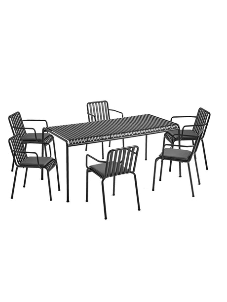 Palissade Sæt, 6 armstole og bord i anthracite fra HAY - 1 - Jacobsen Plus