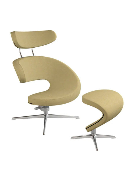 Peel™ Lænestol, venstre fra Variér - Hallingdal / Yellow white HAL407 / Inklusiv skammel - Jacobsen Plus