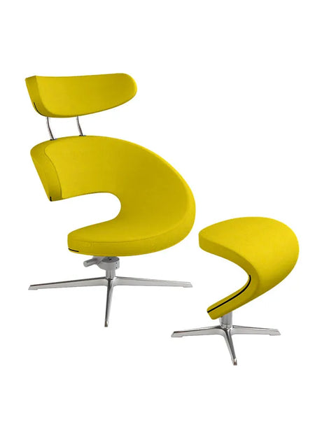 Peel™ Lænestol, venstre fra Variér - Hallingdal / Mustard yellow HAL457 / Inklusiv skammel - Jacobsen Plus