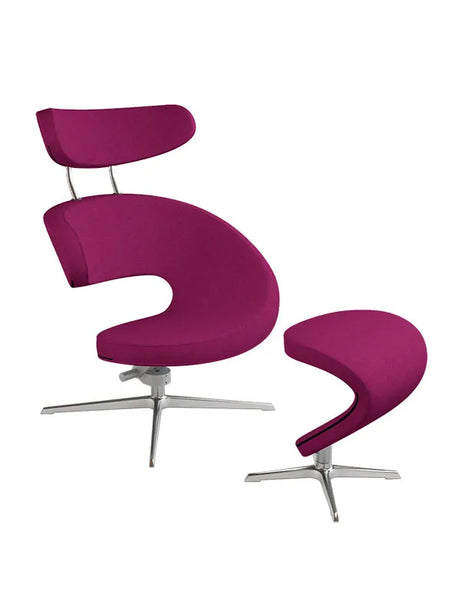 Peel™ Lænestol, venstre fra Variér - Hallingdal / Dark fuchia HAL573 / Inklusiv skammel - Jacobsen Plus
