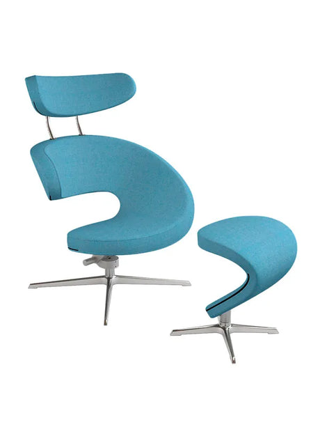 Peel™ Lænestol, venstre fra Variér - Hallingdal / Happy light blue HAL840 / Inklusiv skammel - Jacobsen Plus