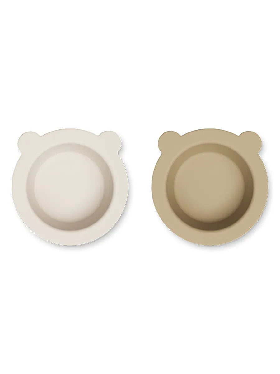 Peony skål m. sugekop 2-pak, Sandy/Oat fra Liewood - 1 - Jacobsen Plus