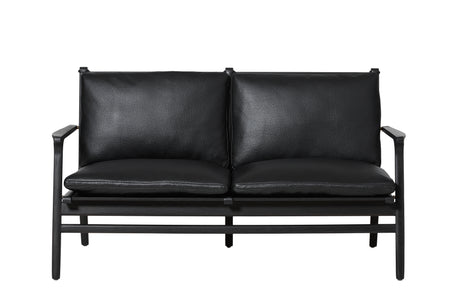 Rén Lounge sofa 2. pers sortmalet eg, sort læder - 1 - Jacobsen Plus