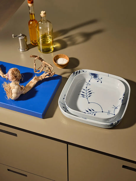 Royal Copenhagen Blå Mega Riflet, firkantet ovnfast fad 25 x 25cm - 2 - Jacobsen Plus