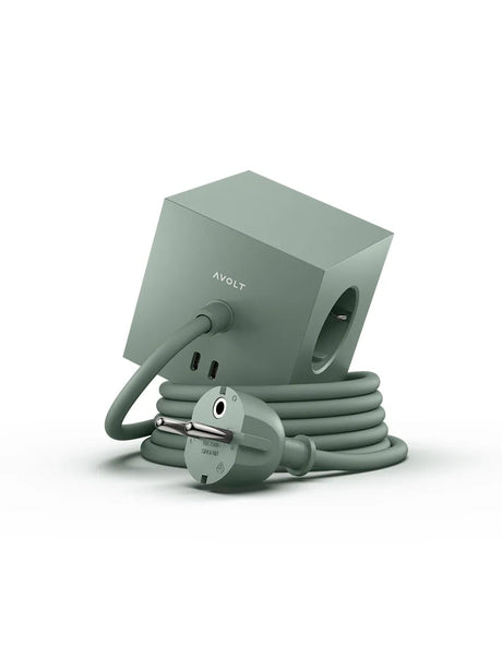 Square 1 Stikdåse med USB-C, oak green fra Avolt - 1 - Jacobsen Plus